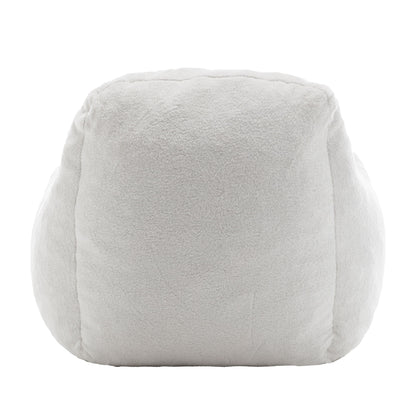 Comfy Bean Bag Chair With Filler, Tufted Memory Foam Sofa Teddy Fabric, Fluffy And Cozy Seating For Dorm, Apartment, Or Living Room - White