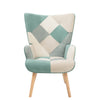 Accent Chair With Ottoman, Living Room Chair And Ottoman Set, Comfy Side Armchair For Bedroom, Creative Splicing Cloth Surface - Blue