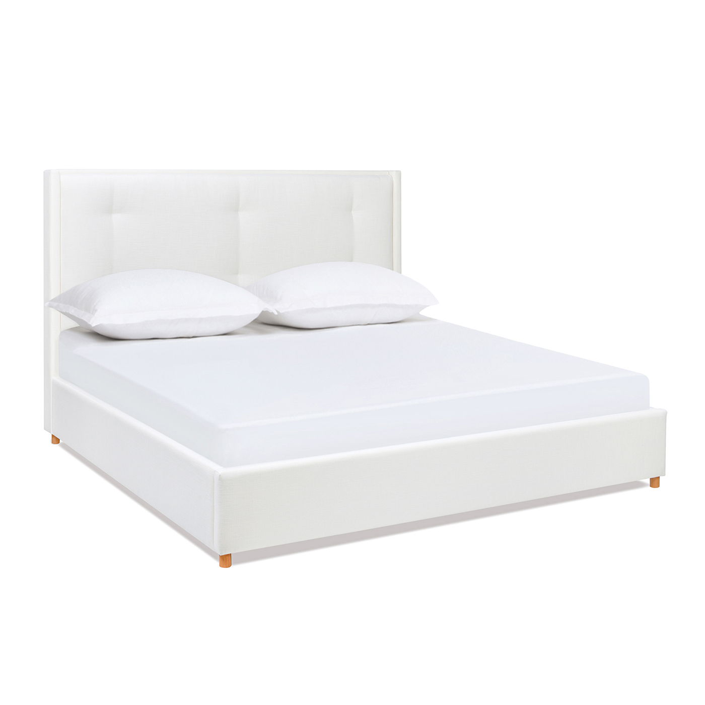 Miramar - King Cushion Back Headboard Platform Bed Frame - Antique White