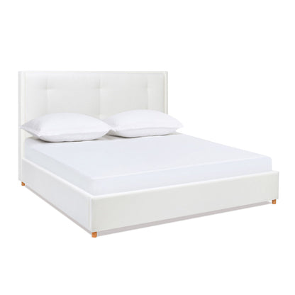 Miramar - King Cushion Back Headboard Platform Bed Frame - Antique White