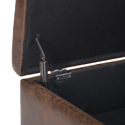 Owen - Coffee Table Storage Ottoman - Distressed Chestnut Brown