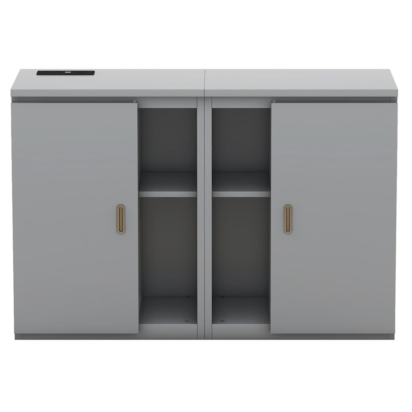 Queen Size Murphy Bed With Shelves, Cabinets And USB Ports - Gray