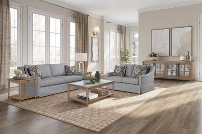 Sofa With Skirt And Reversable Cushions And 2 Pillows - Light Gray