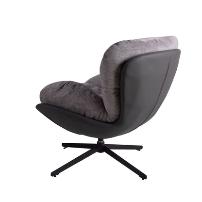 360ÔøΩÔøΩ Swivel Office Chair, Modern Chenille Chair With And Metal Base Frame, No Wheels, Accent Chair - Gray