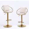 Velvet Bar Chair, Pure Gold Plated, Unique Design, 360 Degree Rotation, Adjustable Height, Suitable For Dining Room And Bar, (Set of 2) - Off White