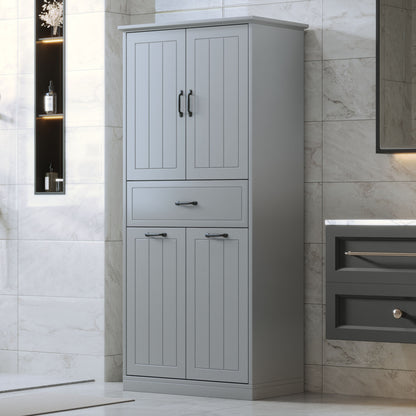 Stylish Bathroom Storage Cabinet With 2 Laundry Baskets - Gray