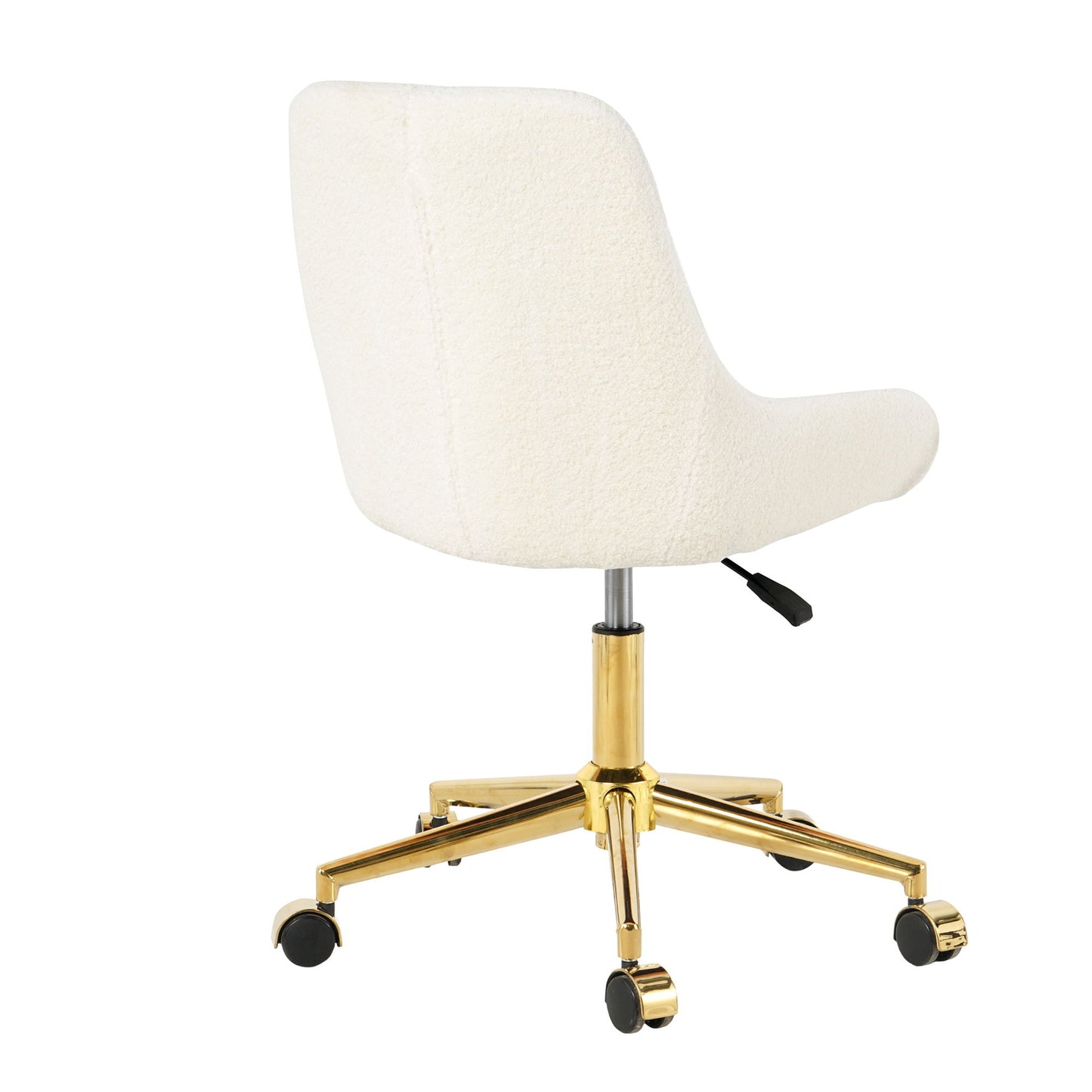 Modern Teddy Fleece Fabric Dining Chair With Gold Legs, Soft And Comfortable, Adjustable, Space Saving - Beige