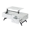 Throm - Faux Marble Grain Coffee Table With Lift Top - White
