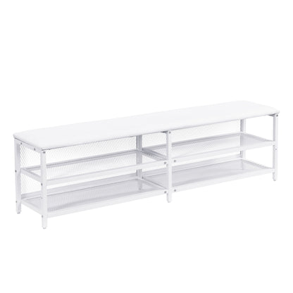 Full Size Platform Bed With 2 Tier Storage Shelves, Storage Cabinet - White