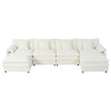 Elegant Modular Sectional Sofa Oversized Deep Seat U Shaped Couch Set Chenille - Beige