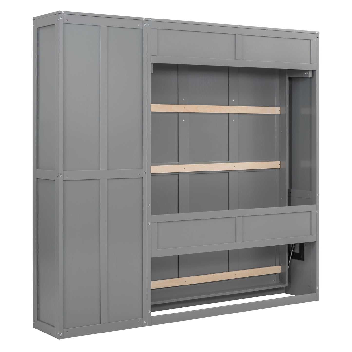 Full Size Murphy Wall Bed With Shelves - Gray