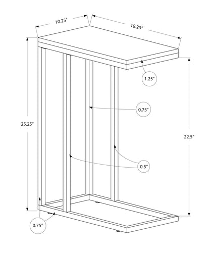 Accent Table, C - Shaped, Stylish Appearance - Gray