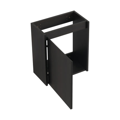Modern 16" Bathroom Vanity Sink Combo With Ceramic Sink And Cabinet For Small Spaces - Black