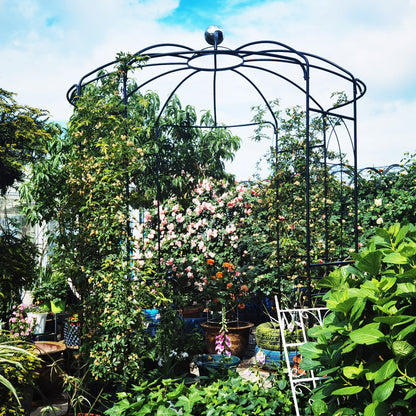 Metal Garden Arch Iron Garden Arbors Gazebo Dia High Birdcage Shape Pergola Pavilion For Wedding Ceremony Outdoor - Black
