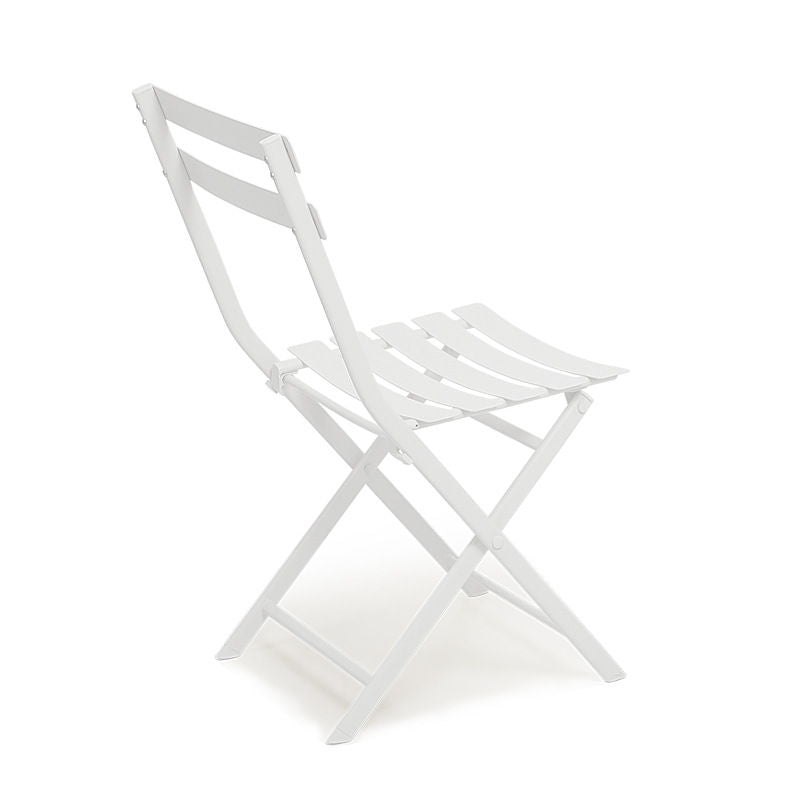 3 Piece Patio Bistro Set Of Foldable Square Table And Chairs - White