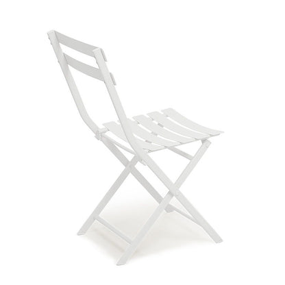 3 Piece Patio Bistro Set Of Foldable Square Table And Chairs - White