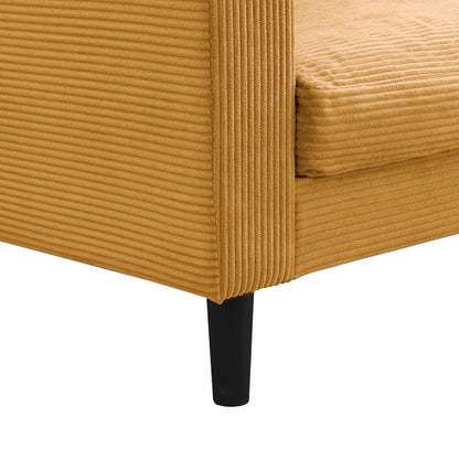 Modern Upholstered 2 Piece Sofa Set, Comfy Corduroy For Living Room And Small Spaces - Orange