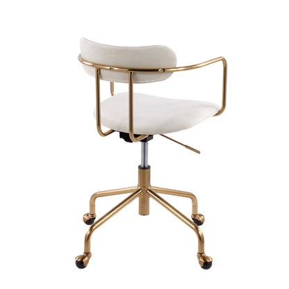 Demi - Contemporary Office Chair - Gold / Cream