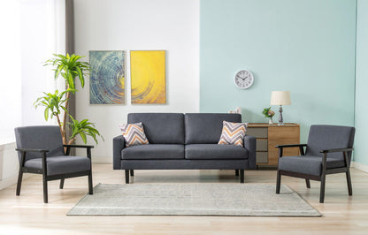 Bahamas - Sofa And 2 Chairs With 2 Throw Pillows - Dark Gray