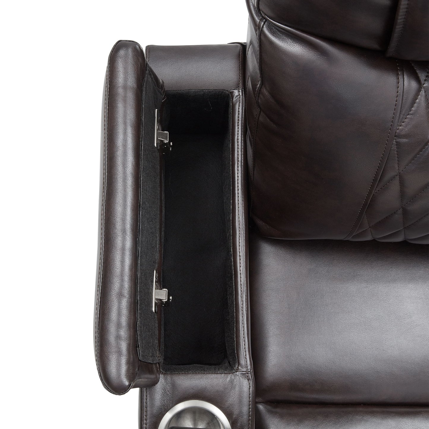 Power Motion Recliner With USB Charging Port And Hidden Arm Storage 2 Convenient Cup Holders Design And 360 Degree Swivel Tray Table - Black