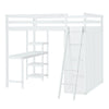 Full Size Loft Bed With Wardrobe And Desk And Shelves - White