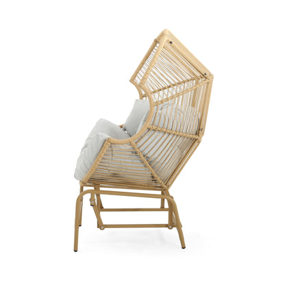 Palos - Outdoor Wicker Glider Chair - Light Brown