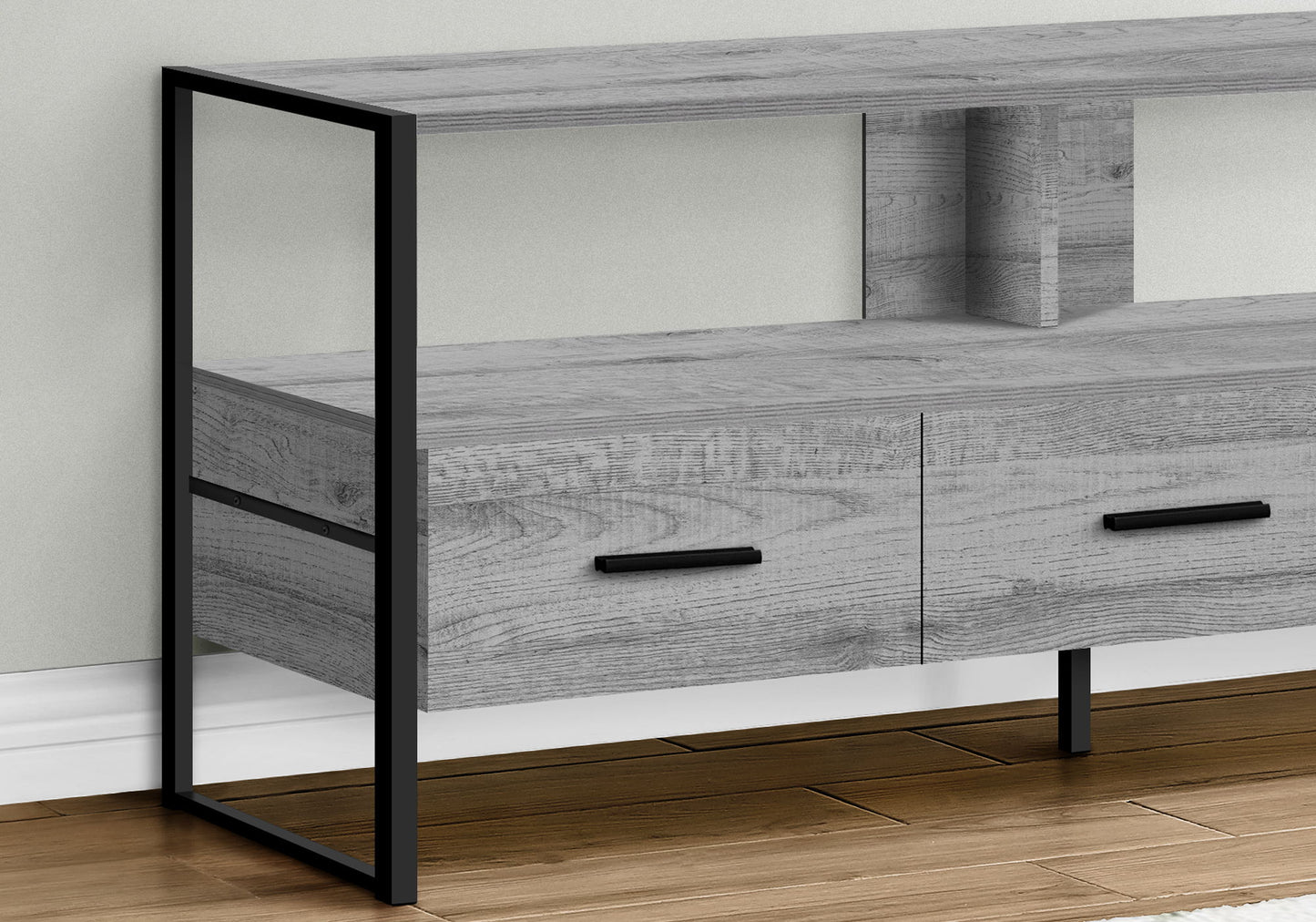 TV Stand, Console, Media Entertainment Center, Storage Drawers, Contemporary, Elegant Design - Gray