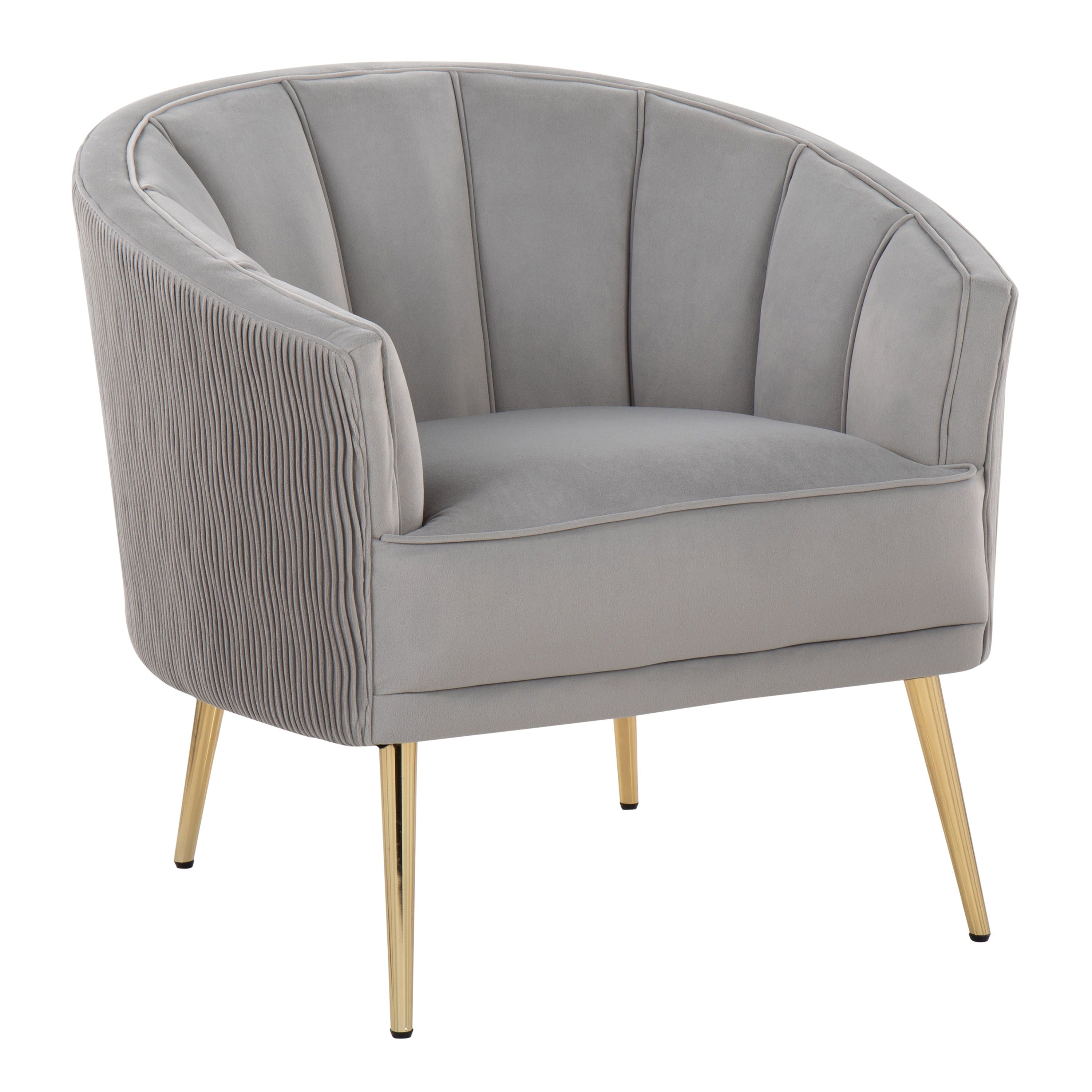 Tania - Pleated Waves Contemporary / Glam Chair - Gold / Silver