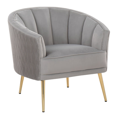 Tania - Pleated Waves Contemporary / Glam Chair - Gold / Silver