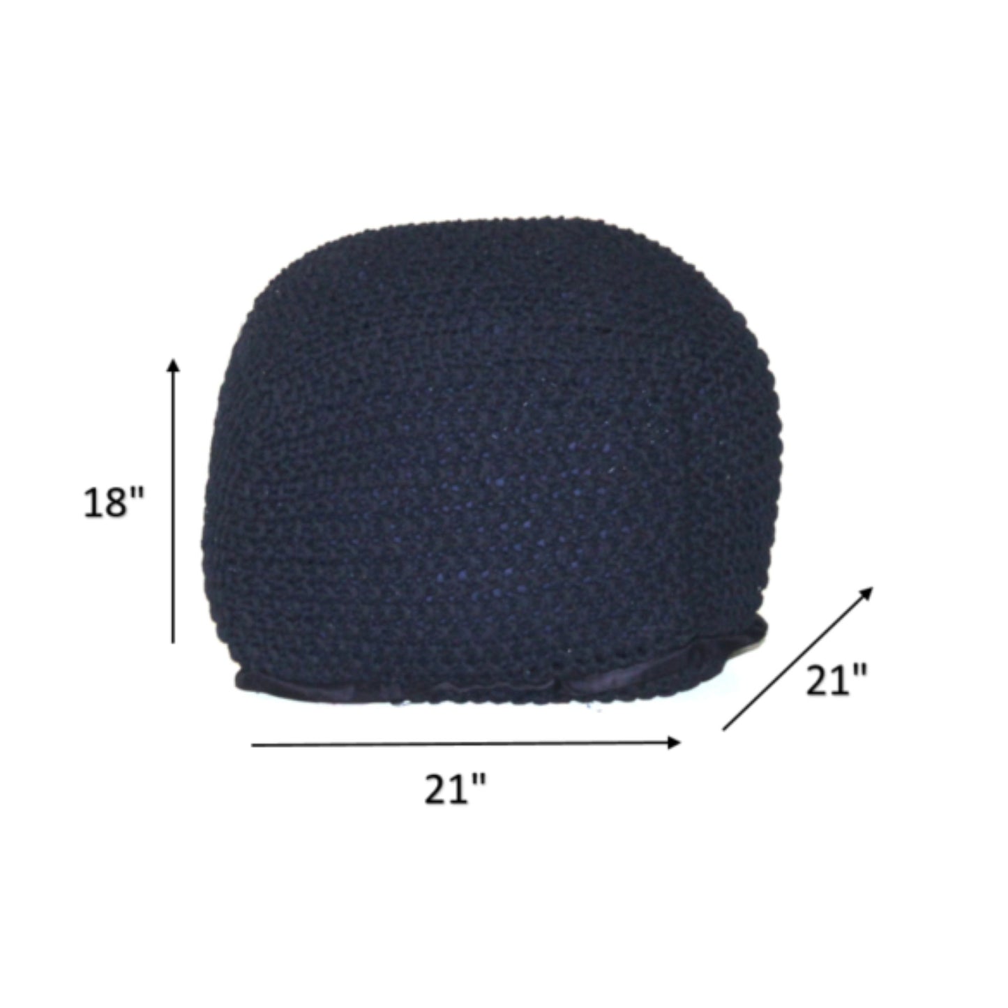 Handmade Semi Rounded Cable Knitted Pouf 100% Cotton Seating And Footrest For Living Room Or Bedroom - Dark Blue