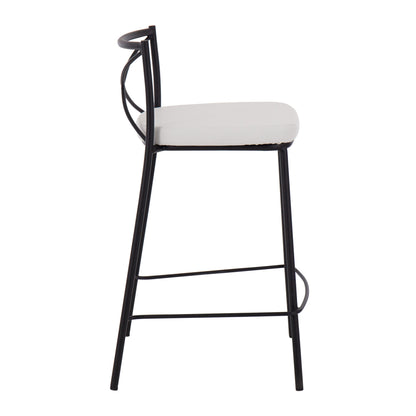 Modern Charlotte - Contemporary Fixed Height Counter Stool (Set of 2) - Black / White