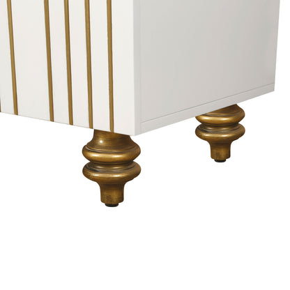 Modern Fluted Sideboard Buffet With Storage, Curve Element, 4 Doors With Adjustable Shelves - White