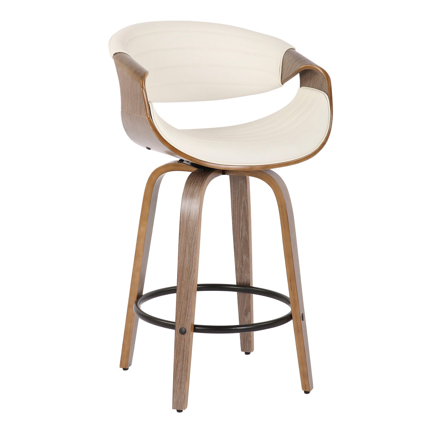 Symphony - Mid-Century Modern Counter Stool (Set of 2) - Light Gray / White