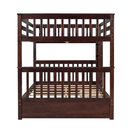 Full Over Full Bunk Bed With Ladders And 2 Storage Drawers - Espresso