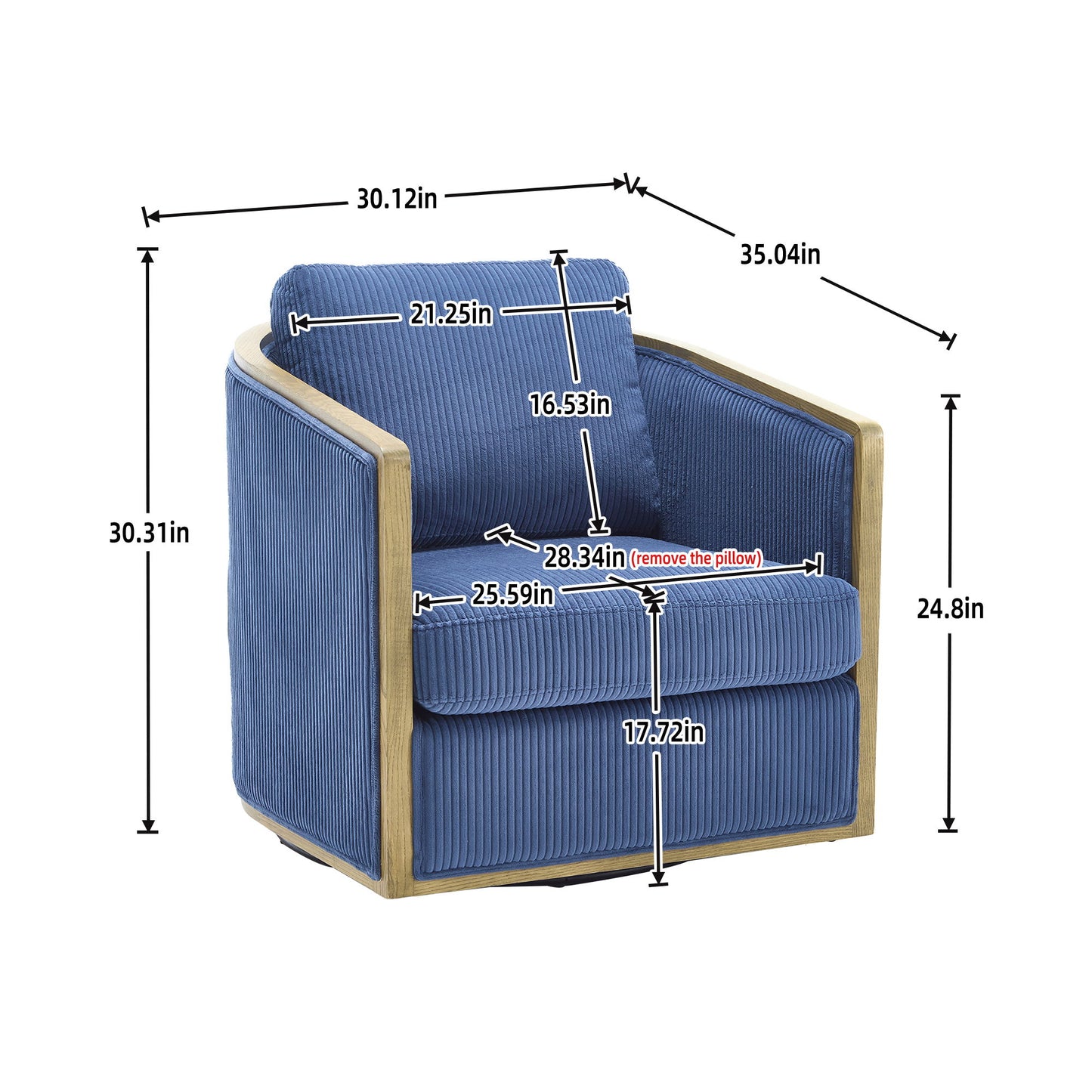 Swivel Barrel Chair, Comfortable Accent Sofa With 360 Degree Swivel For Living Room, Nursery, Office - Navy