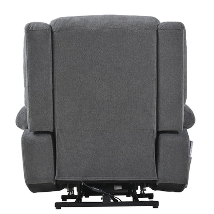 Power Lift Recliner Chair - Fabric Single Sofa With Extended Footrest, Remote Control, Cup Holders, And Side Pockets For Living Room Or Home Theater - Dark Gray