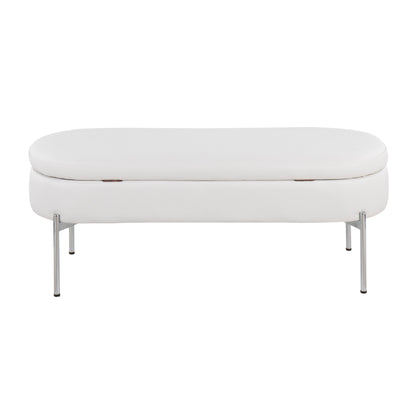 Chloe - Contemporary / Glam Bench - Chrome / White