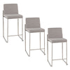Fuji - Contemporary High Back Counter Stool (Set of 3) - Gray