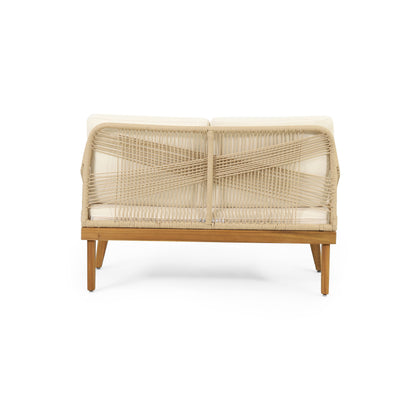 Hueber - Outdoor And Rope 4 Seater Chat Set With Cushions - Teak