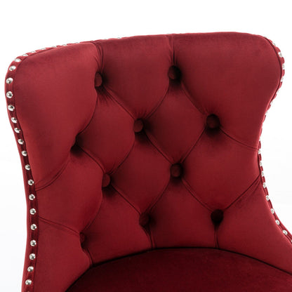 Swivel Velvet Barstools Adjusatble Seat Height From 25-33", Chrome Base Bar Stools With Backs Comfortable Tufted For Home Pub And Kitchen Island, 1712Wr (Set of 2) - Wine Red / Burgundy