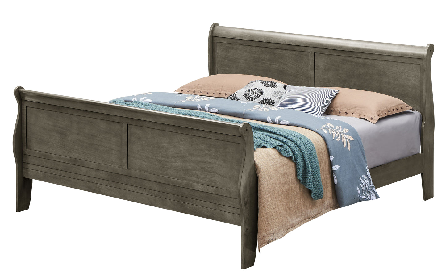 King Bed Panel Sleigh - Gray
