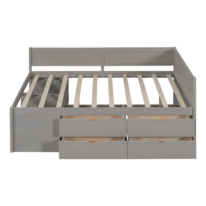 Full Size Daybed With Drawers And Shelves - Gray