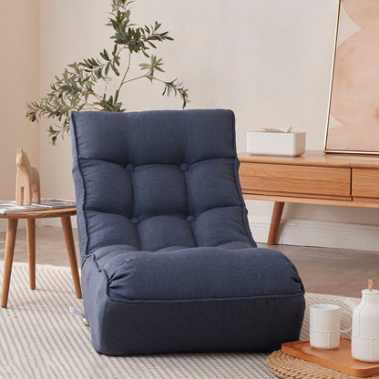 Single Sofa Reclining Japanese Chair Lazy Sofa Tatami Balcony Adjustable Chair - Navy