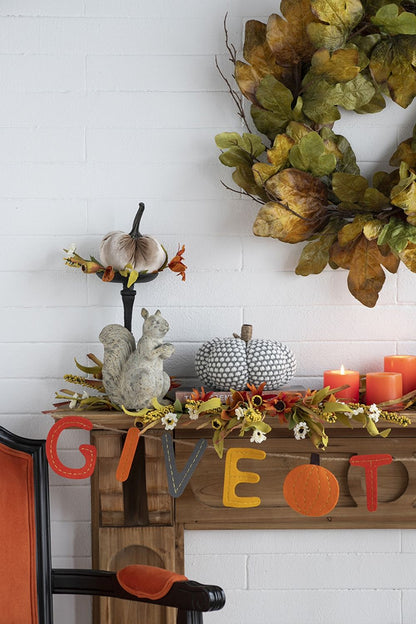 Knite Pumpkin Ornament Decor For Holiday Harvest Festival Fall Festival & Thanksgiving (Set of 2) - White / Gray