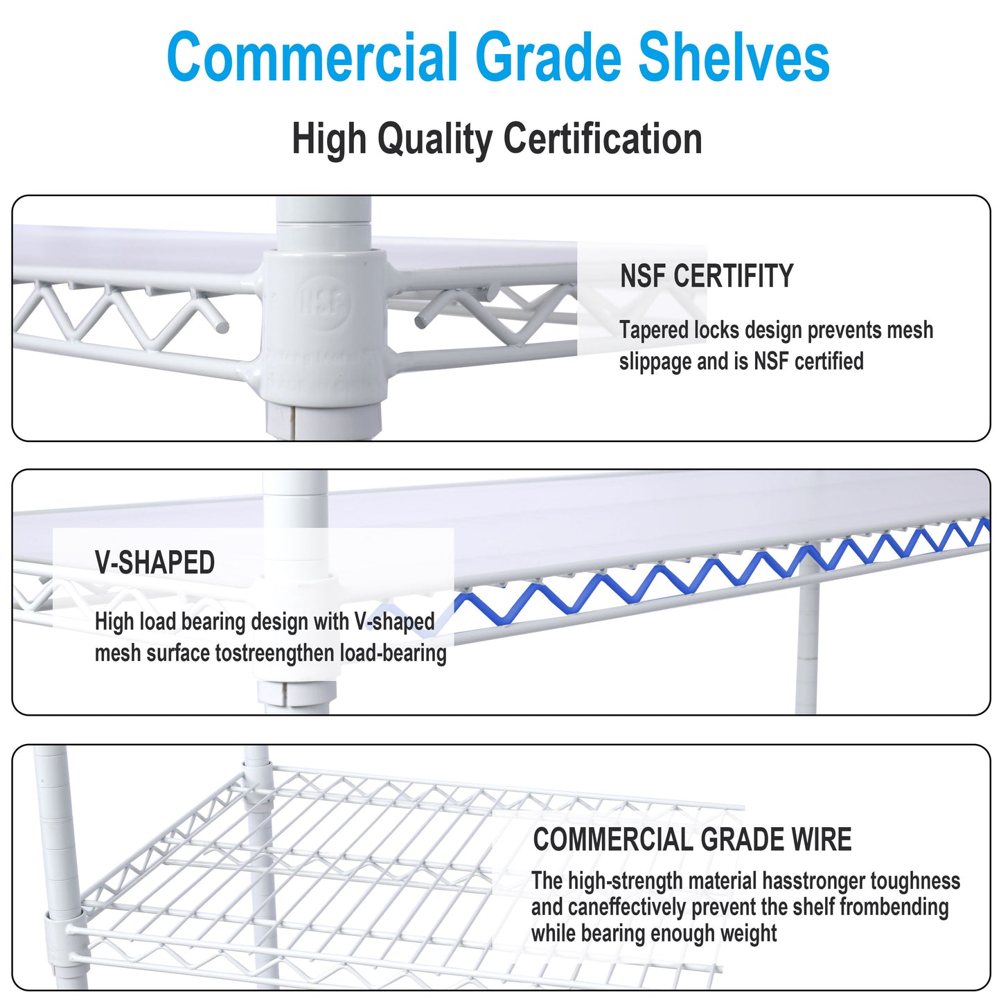 7 Tier Metal Shelf Wire Shelving Unit, 2450Lbs Heavy Duty Adjustable Storage Rack With Wheels & Shelf Liners For Closet Kitchen Garage Basement Commercial Shelving - White