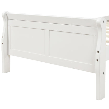 Twin Platform Bed Frame Mattress Foundation Sleigh Bed With Headboard, Footboard, Slat Support - White