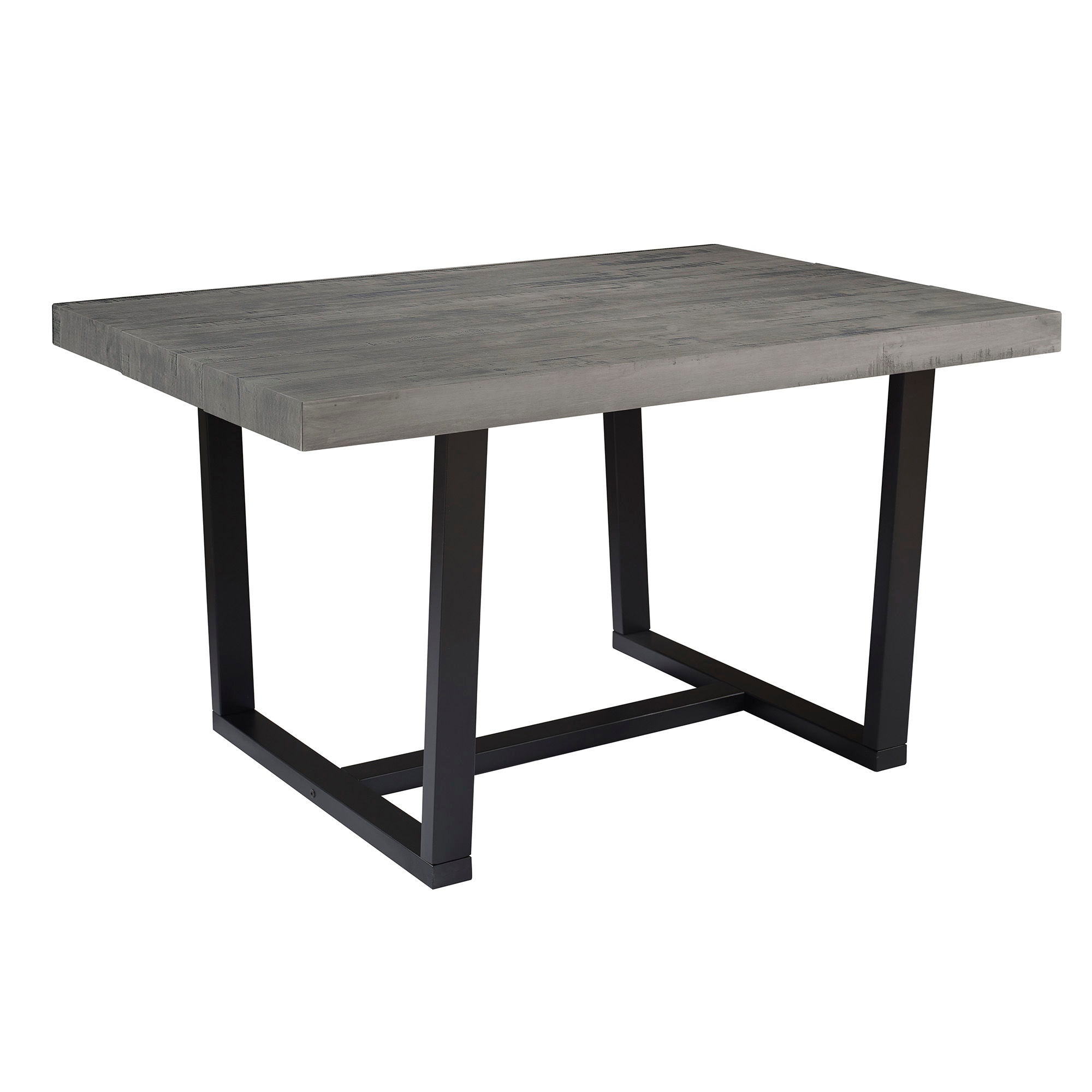 Rustic Metal And Solid Distressed Dining Table - Gray