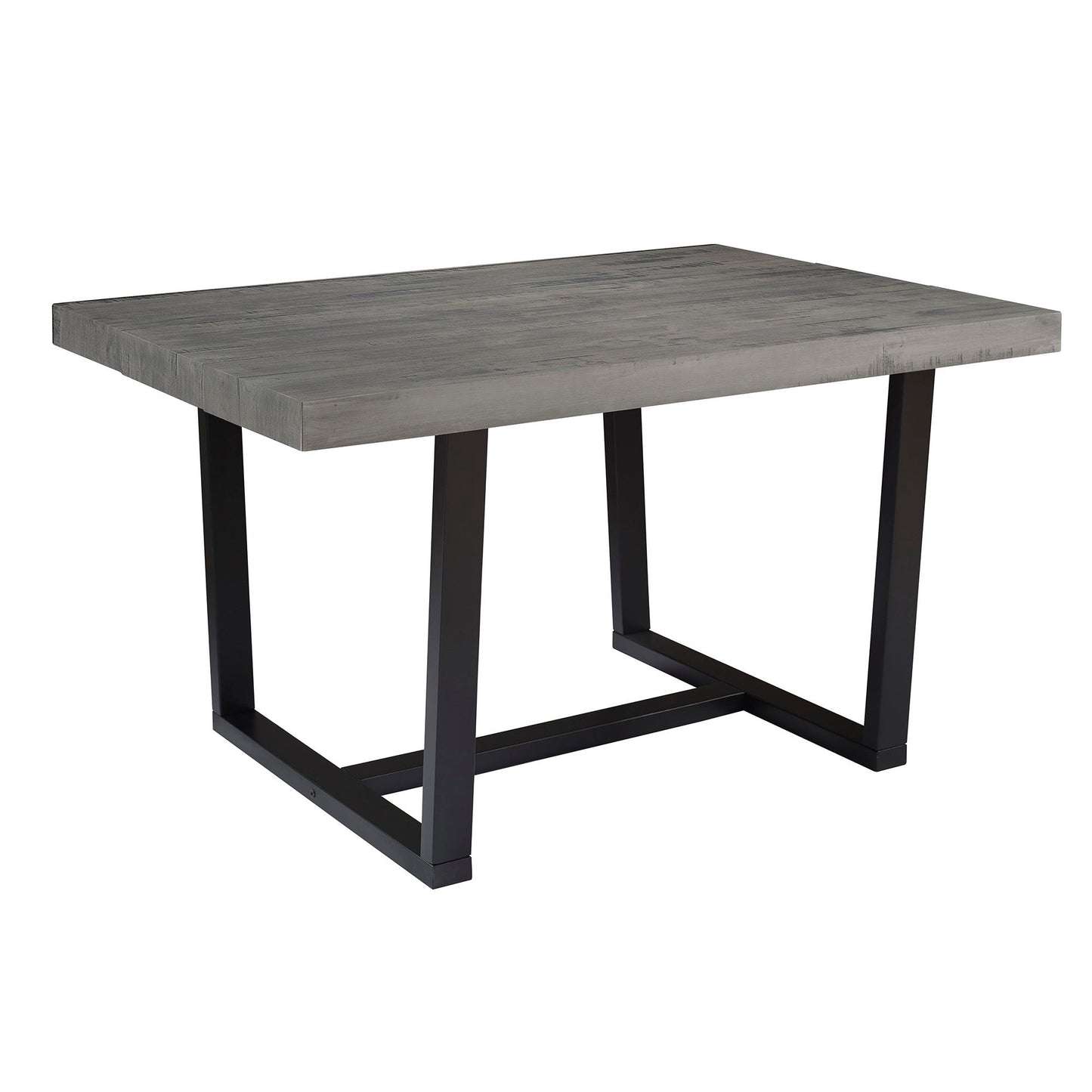 Rustic Metal And Solid Distressed Dining Table - Gray