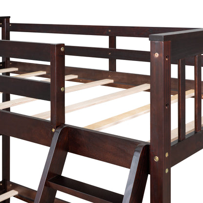 Twin Over Full Bunk Bed With Ladders And Two Storage Drawers - Espresso