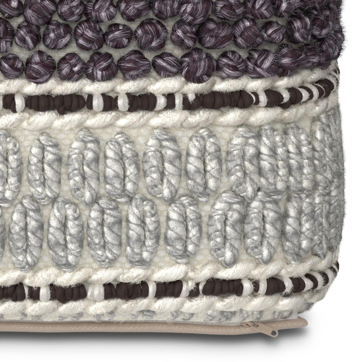 Grady - Square Pouf - Magenta / Natural